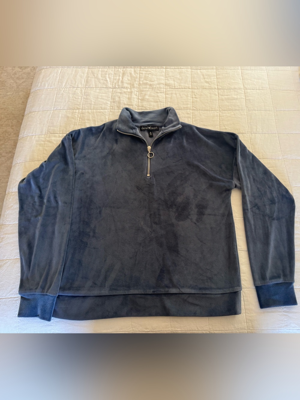 Derek Heart Plush Half-Zip Pullover in Slate Blue